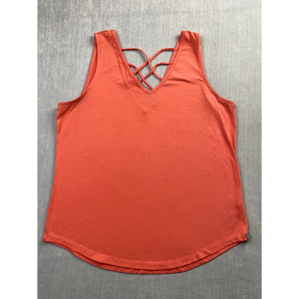 Title Nine Breeze‎ Tank Top Womens Large Coral Orange Strappy Back V-Nec
